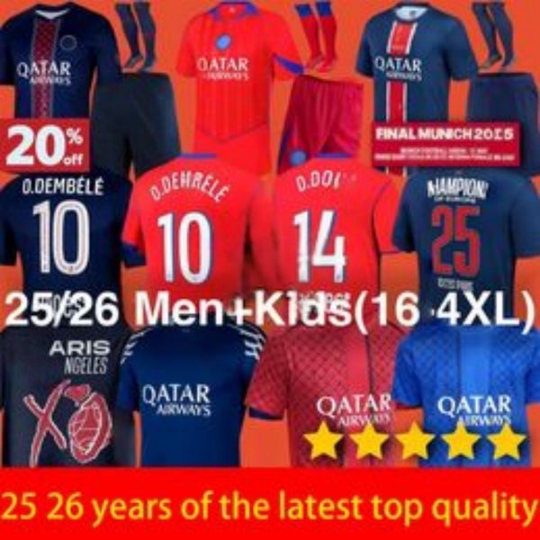 

4XL 24/2025/26 O.DEMBELE 4th soccer jerseys 25 MUNICH D.DOUE KVARATSKHELIA BARCOLA JOAO NEVES VITINHA MARQUINHOS Maillots de football shirt 1975 Men Kids Kits, Brown