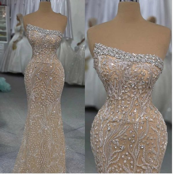 Exquisite Bling Mermaid Gown Party Irregular Collar Evening Dresses Formal Special Occasion Gowns Prom Dress Vestido De Noiva Customized