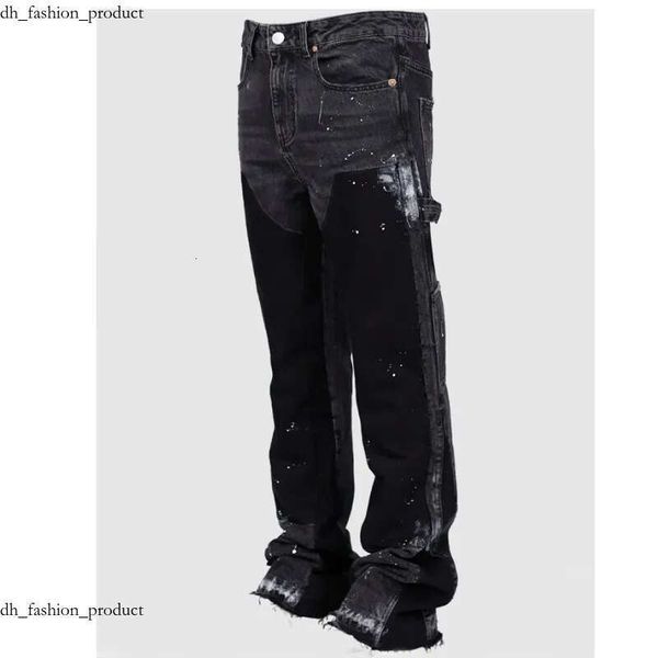 

Galeryly Jeans Dept Men' Jeans Men' Denim Work Pants Fashion Stretch Patch Denim Stacked Flare Pants 304, Gray