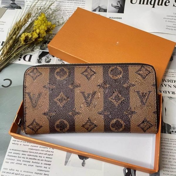 

Designer Wallets Women Wallet High Quality Genuine Leather Men Wallet Zipper Ladies Long Purse purses Checked Embossed Flowers Small Wallet bag luxury215, #4