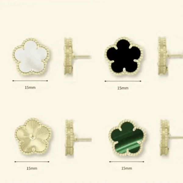 

Designer Earrings - Retro Four-Leaf Clover Pattern Earrings -Four-Leaf Clover Mother-of-Pearl Stainless Steel Gold Earrings Quality Version Does Not Fade