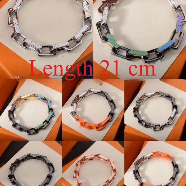 

Designer bamboo quenched Cuban bracelet titanium steel retro hip-hop couple series color matching bracelet men's bracelet 21CM stainless steel multi-color bracelet