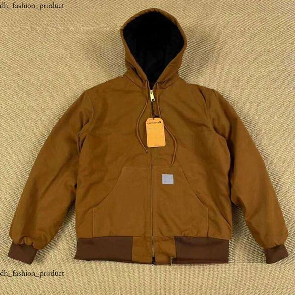 

Carharrly Jacket Men's Jackets Work Clothes Fashion Brand Canvas Washable Wax Dyed Detroit Carthat Jacket Coat American Style Workwear Label Loose Design da0, Red