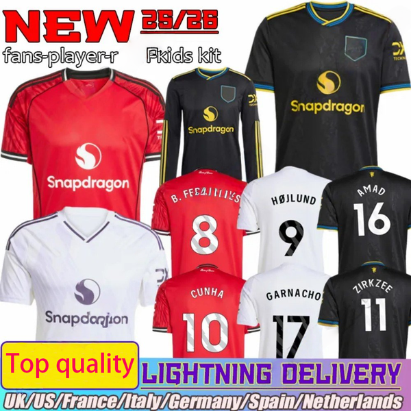 

25  manchestes unted Soccer Jerseys #10 CUNHA AMAD B. FERNANDES GARNACHO MARTINEZ MOUNT DALOT Casemiro Fans Player version 2025 football shirt kids kit, Third