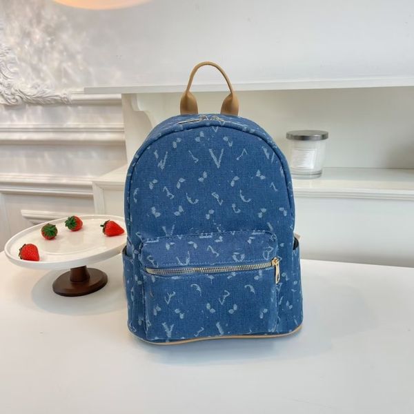 

Fashion Denim Backpack Designer Leather Back Pack High Qualitys Men Women Shoulder Bag Travel Backpacks Totes Student School Bags Old Flower Rucksack, Black