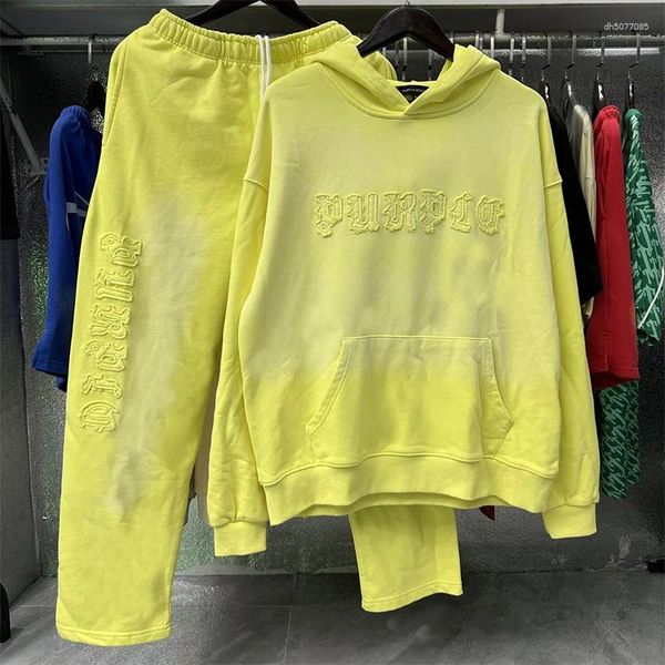 

Men's T Shirts 2025 Letter Embroidery Washed Cement Print Made Old Looped Hoodie For Men And Women, A3