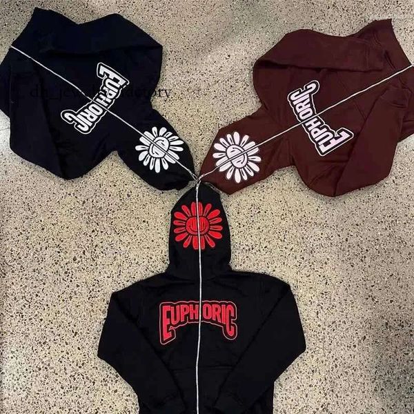 

Men' Hoodies Full Chain Hoodie Embroidered Unisex Top Fashionable Street Black Long Sleeved Loose Zippered Jacket 9a6, Red