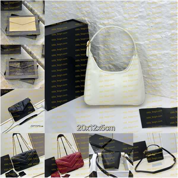 

Fashionable Women's Bags Luxury Leather Shoulder Bags Metal Hardware Crossbody Bags Chain Bags Twill Solid Underarm Bags, Color 10