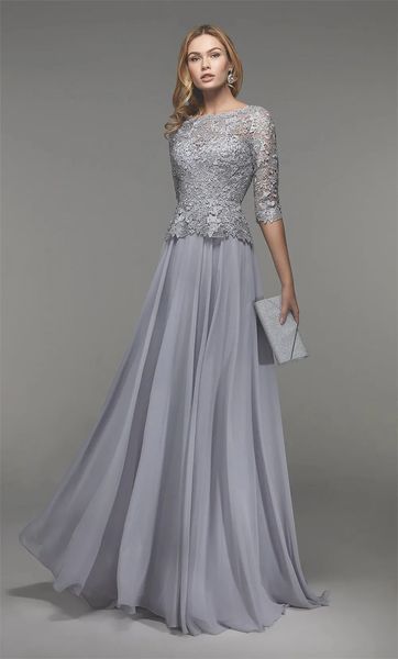 Elegant Mother of the Bride Dress 2025 Round Neck Lace Chiffon A-Line Wedding Groom Guest Party Gowns Ceremony Robe De Soiree