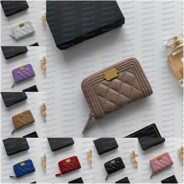 

Designer Wallet Luxury Leather Zipper Coin Purse Classic Diamond Pattern Card Holder Card Pocket Portable Solid Color Fashion Mini Wallet, Color 3