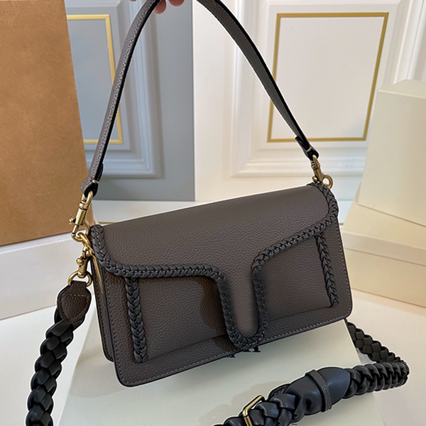 

Retro flip-top small square bag fashion woven shoulder strap for daily use luxury designer bag women's single shoulder bag high-end handbag practical crossbody bag, Khaki