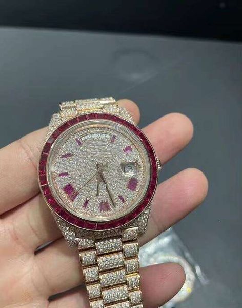 

VVS Dia With Moissanite Round Brilliant Dias for Men Gifting Hip Hop Collection Stainless Steel Watch, As per image