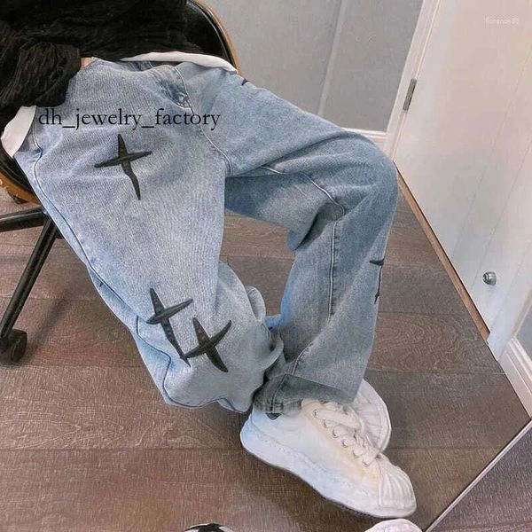 

Men's Jeans Prints Men 2025 Streetwear Baggy Wide Leg Korean Fashion Drapes Straight Casual Loose Denim Cargo Pants M-3XL 2b6, Blue