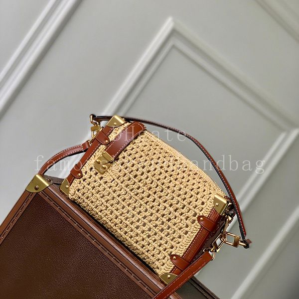 Woven Designer Handbag 23.5CM Mirror Quality Genuine Leather Shoulder Bag Women Raffia Crossbody Bag With Box LS02B4