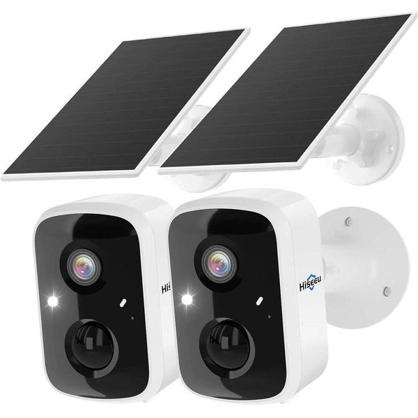 

Hiseeu Solar Security Wireless Outdoor 2 Pack, Battery Powered 3K 4MP wifi Cameras for Home Surveillance, PIR/AI Motion Detection, Waterproof, Color Night