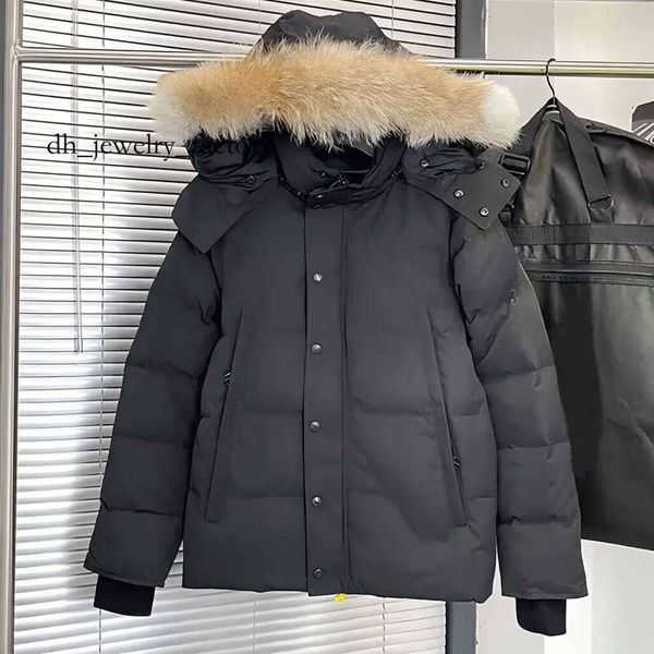 

mens Winter jacket Wyndham jacket Parka Homme Warm Outerwear Wolf Fur Hooded Fourrure Manteau Jacket Coat Hiver Doudoune Black Label designer jacket EU size XS-XL 4c9, New black