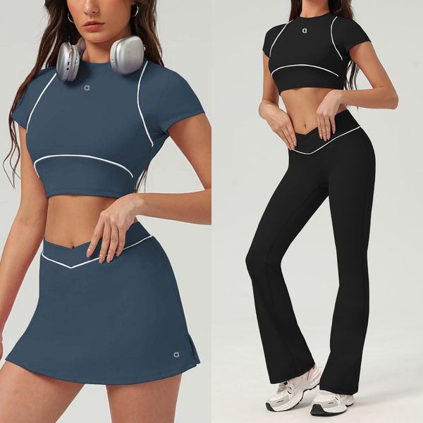 A781 Quick-drying Sports Top Women's Short-sleeved Running Training Fitness T-shirt Yoga Jacket Sports Skirt Cross Waist Yoga Skirt Tennis Skirt