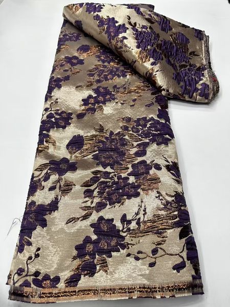 

2025 New High Quality Purple Organza Lace Embroidery Fabric European and American Stage Fashion Dress by 180inches*43.2inches