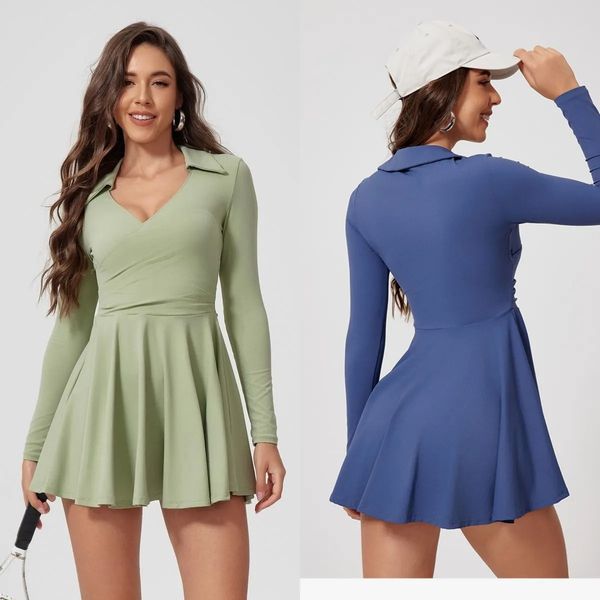 A858 Women Golf Tennis Skirt Ladies Sports Yoga Dress Sports Casual Badminton Tennis Dress
