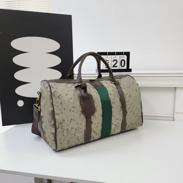 

Designer Duffle tote Classic 45 55cm Hand lage Bag for Men Outdoor Sport leather Large capacity handbag Canvas shoulder Bags mens womens Duffel travel bag, Cream