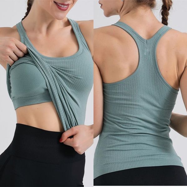 A22 Gym Yoga Bra Backless Crop Top Women Crew Neck With Gym Off Shoulder Sexy Tank Tops Fitness Cami Casual Summer
