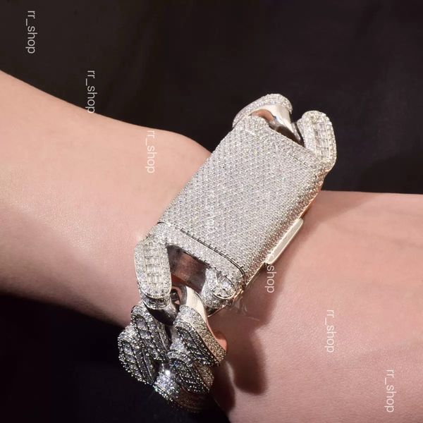 

moissanite chain cuban chain Big Heavy Mens Necklace iced Out Vvs Moissanite Baguette Diamond Hip Hop Iced Out man necklace