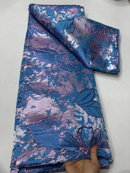 

Pink Jacquard Organic Brocade Fabric 2024 Damascus Nigeria Flower Leaves Embroidered French Jacquard Fabric Dress 5 Yard