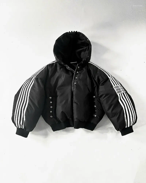 

Men' Down Hip Hop Trend Harajuku Striped Loose Zipper Coat Warm Cotton-padded Jacket Street Fashion Personality Men Winter, A1