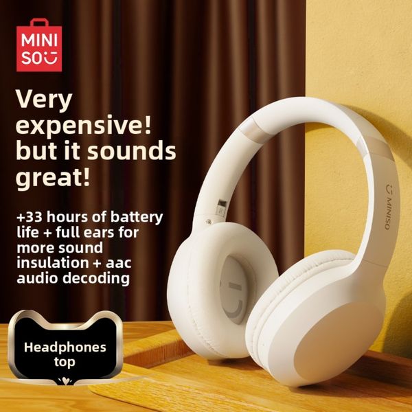 MINISO head-mounted Bluetooth headset wireless sports noise reduction computer wired new men and women