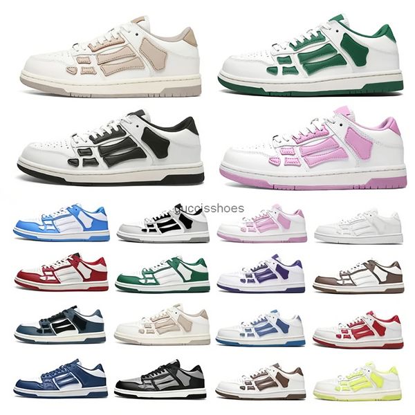 

Designer Casual Low Shoes Bone Leather Sneakers Skeleton Blue Red White Black Green Gray Men Women Outdoor Training Shoes 101, Khaki