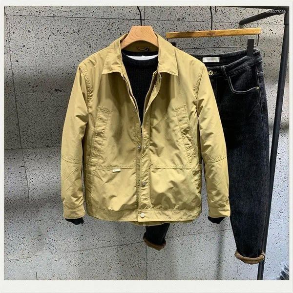 

Men's Jackets Spring And Autumn Casual Solid Color Lapel Thin Jacket Slim Fit All Match Simple Shirt Collar Fashion Top, Greyish green
