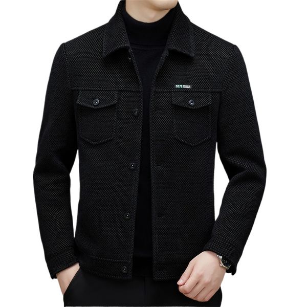 

Men' Thick Casual Coat High Quality Lapel Trend Spring Autumn Jacket 2025 New Middle-aged Dad Wear Top All, Dark grey