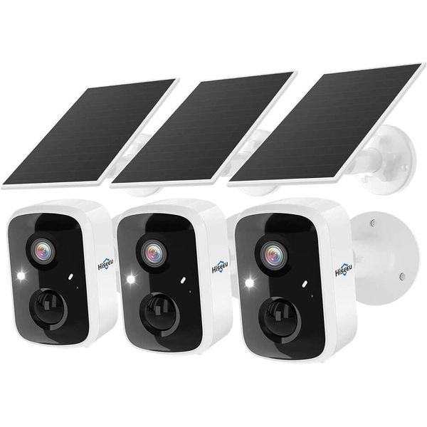 

Hiseeu Solar Camera Outdoor, 3 Pack 100% Wireless 3K 4MP Surveillance Indoor WiFi Smart Cameras for Home Security Outside, PIR/AI Motion Detection, Waterproof,
