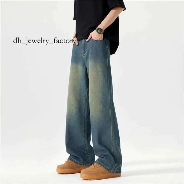 

5 Colors Spring Vintage Distressed Mens Baggy Straight Jeans Fashion Korean High Strt Denim Pants Strtwear Male TrousersC250528 b98, Sky blue