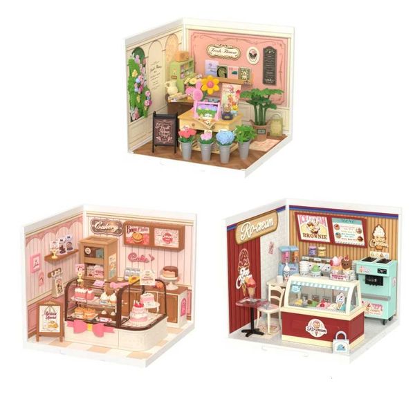 Robotime DIY Miniature House Kit Dollhouse Model Building Craft Kit Birthday Creative Gifts for Adults Kids Fresh Flower Shop X250826