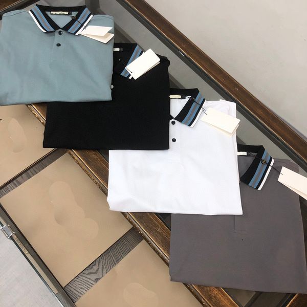 

New European Station Ins Men's 2024 Solid Color Casual Short Sleeve Collar Summer Half Sleeve Fashion T-shirt POLO Top Business, Black