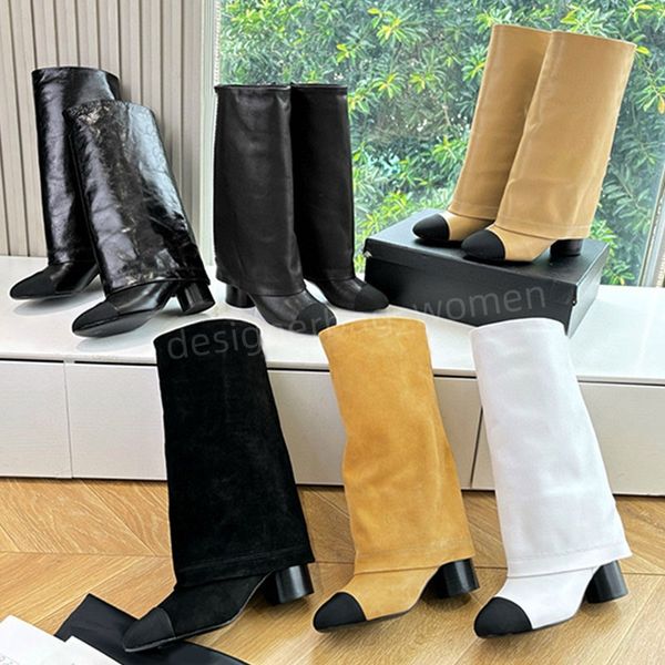 designer shark boots womens knight boot new autumn-winter pants boots high boot suede lesther classic chuny heels woman boot top quality genuine leather 5.5cm heel