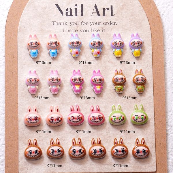 

New Internet celebrity cartoon Labubu nail art accessories cute ice-transparent hair clip earrings resin DIY material children's wear nail accessories