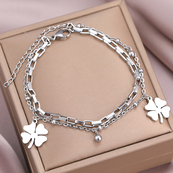 

Designer Bracelet Luxury Bangle Jewelry Jewellery Palace Style Double Layer Fashion Titanium Steel Fade Resistant Adjustable Bracelet for Girls Elegant