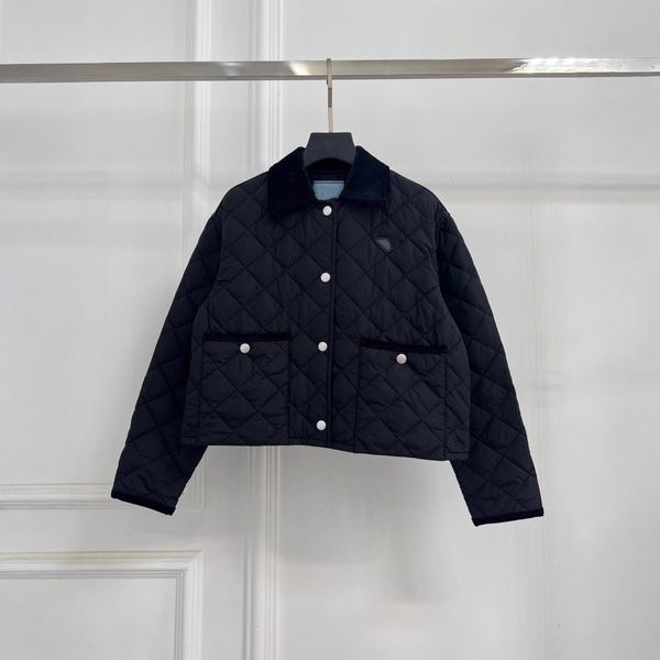 

Women's Jackets Designer Triangular square neck ribbed short cotton jacket, P1