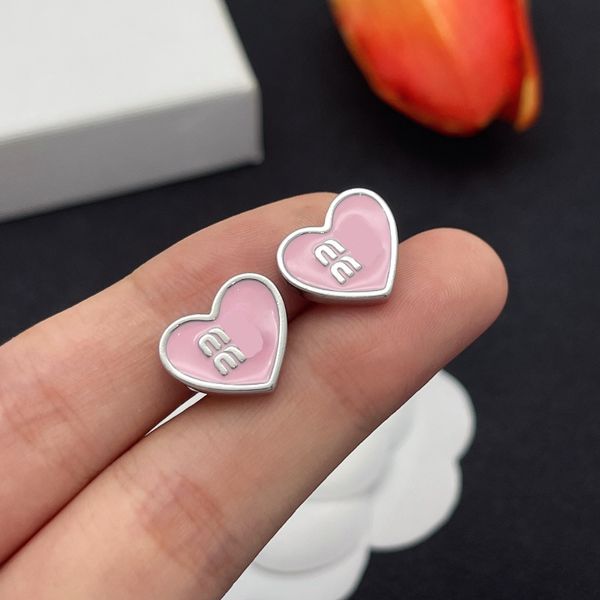 

Designer Earrings Enamel Decorated Heart Pattern Design Daily Simple Earrings 925 Silver Studded Earrings