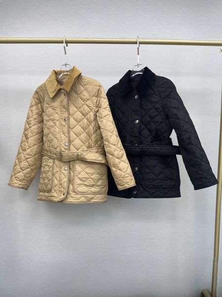 

Women' Jackets Designer British style diamond patterned corduroy lapel with cotton clip for warmth fashionable and high-end long sleeved j, B3