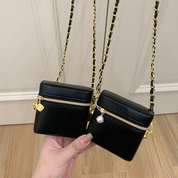 

Designer Lipstick Organizer with Mirror Chain Shoulder Chest Pack Lady Small Waste Bag Storage box, Sky blue