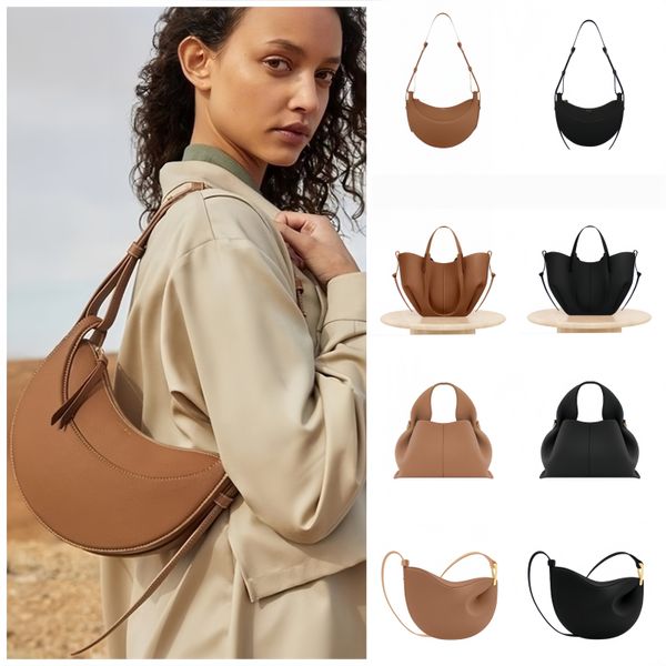

Genuine Leather designer bag luxury Bags Large capacity tote bag half Moon bag Women dumpling bag Shoulder bag crossbody bag Smooth Leather Handbag Underarm bags, White