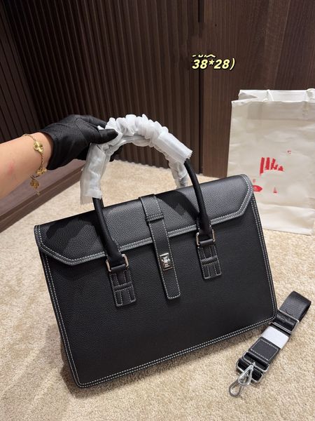 Designer Portable Briefcase Brand Top Men's Leather Single-Shoulder A4 Magazine Fashion Laptop Simple Business Handmade Woven Bag New