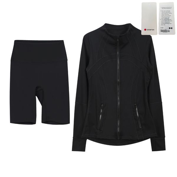 

2025 10A Gym sets Jackets and shorts Yoga Jackets Workout Elastic Waist leggings Fitness quick dry fitness Activewear Sweatshirt Zip sets jackets 8465, Light grey