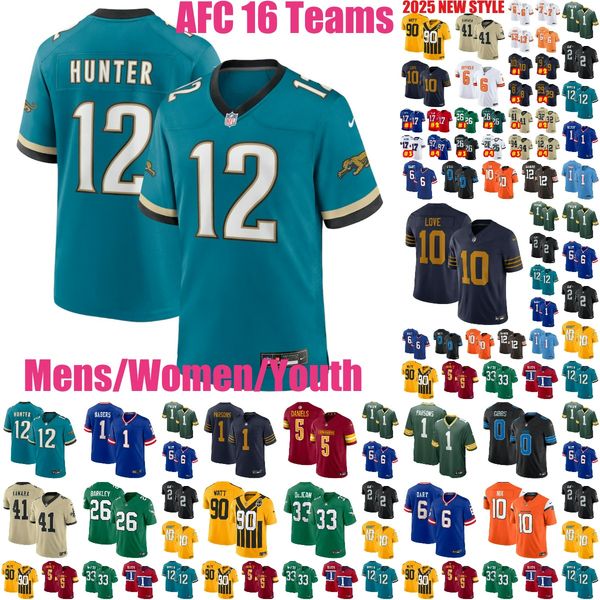 16AFCteams Travis Hunter Football Jersey Shedeur Sanders Josh Allen Drake Maye Ashton Jeanty Kyle Hamilton Bo Nix Maxx Crosby T.J. Watt Joe Burrow DK Metcalf