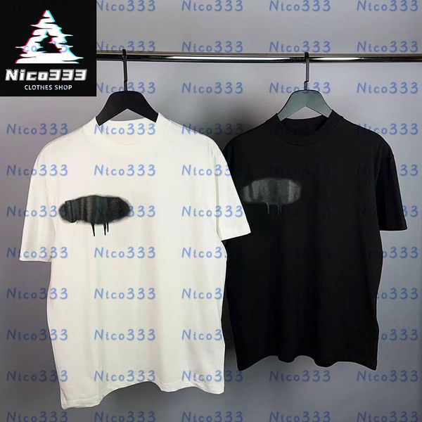 

City spray paint dissolve graffiti letters round neck cotton loose hundred men and women with the same casual short-sleeved T-shirt, #12 white red