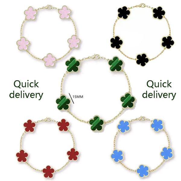 

Four leaf clover bracelets fashion classic bracelets Classic designer bracelet high quality mother pearl white black red moissanite jewlery designer