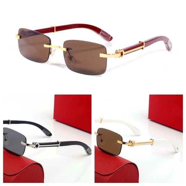 

Man Rimmed Glasses Designer Sunglasses Women Fashion Frameless Rectangle Coating Buffalo Horn Sunglass UV400 Evidence Eyeglass Wooden Mens Eyewear Eyelgasses